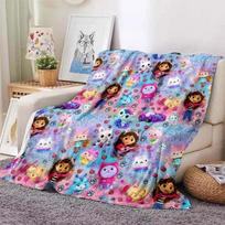 Kawaii Gabby namas Animacinis spausdintas pledas Pledas iškylai Šiltas flanelinis Minkštas ir patogus Namams Kelionėms Gimtadienio dovana 75x90cm