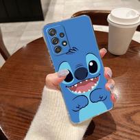 Skaidrus dėklas Samsung Galaxy A57 A37 A56 A36 A55 A54 A35 A26 A07 A17 A16 A06 A34 A15, mėlynas rožinis angelas Lilo-Stitch animacinis Galaxy A24 4G