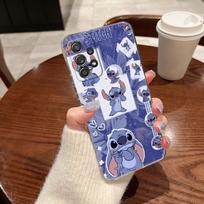 Skaidrus dėklas Samsung Galaxy A57 A37 A56 A36 A55 A54 A35 A26 A07 A17 A16 A06 A34 A15, mėlynas rožinis angelas Lilo-Stitch animacinis Galaxy A50