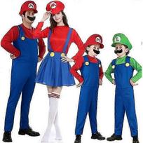 Suaugusiųjų Helovino kostiumas Super Mario Luigi Broliai Karnavalinis suknelės Cosplay suknelė H Men M žalia