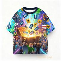 Vasarinis vaikiškas Roblox žaidimo spaudinio marškinėlis Berniukų drabužiai Mergaičių Anime 130 blue
