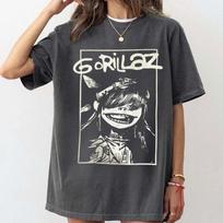 Gorillaz Murdoc 2D Noodle Russel Gorillaz Grupės Narių Spausdinimas Trumpomis Rankovėmis Medvilniniai Marškinėliai Vintage Y2K Harajuku Streetwear Viršutiniai Drabužiai M black