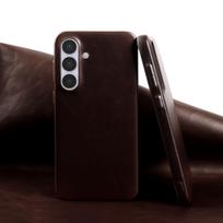 Retro dėklas Samsung Galaxy S26 Ultra, S25, S24, S23, S22, S21. Natūralios odos dėklai Galaxy S26. Vintažinis telefono galinis dangtelis Genuine Leather&Galaxy S25 FE