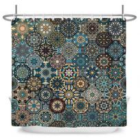 Vonios Menas Bohemiško Stiliaus Dušo Užuolaida Viduramžių Minimalistinis Menas Boho Poliesterio Audinio Vonios Užuolaida 180X180Cm Su 12 Kabliukų W60H190(CM)-1 Pcs