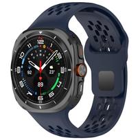Original Silicone Strap for Samsung Galaxy Watch Ultra 47mm Breathable Wristband for Galaxy Watch Ultra 47mm Correa Accessories Watch Ultra 2025 vidurnakčio mėlyna spalva