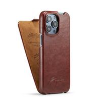 Vertikalus atverčiamas dėklas iš tikros odos, skirtas iPhone 14 Pro Max 15 Plus 16 16E 13 12 11 7 8 13 Mini X Xs Xr SE 2022, su kietu PC galiniu dangteliu iPhone SE (2022) ruda