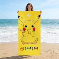 Mielas Pikachu paplūdimio rankšluostis vonios rankšluostis minkštas sugeriantis vonios rankšluostis voniai baseinui jogai paplūdimiui W30*H60(CM) yellow