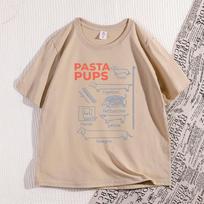 Pasta Pups Marškinėliai Moterims Unisex Juokingi taksų marškinėliai Italijos maisto mėgėjams Trumparankoviai marškinėliai Laisvalaikio apvalia kaklo iškirpte trumparankoviai drabužiai S beige