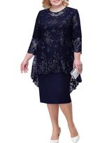 Elegantiškos Europos ir Amerikos didelių dydžių vakarinės suknelės: Nėriniais siuvinėti dviejų dalių kostiumai lieknai, rafinuotai išvaizdai 6XL tamsiai mėlyna spalva