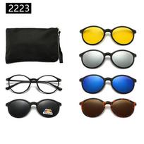 22XX magnetiniai prisegami poliarizuoti akiniai nuo saulės apsaugai nuo UV spindulių ir vairavimui PC Frame + Free Case black
