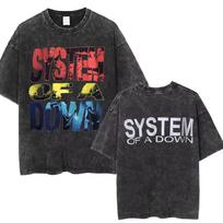 Skalbtas vintažinis System of A Down marškinėlis Unisex Moteriškas Medvilnės kokybės trumpomis rankovėmis Unisex Roko muzikos grupė Animacinis grafinis XL gray