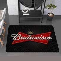 Alkoholinio gėrimo prekės ženklo B-Budweiser logotipas Stačiakampis neslystantis namų minkštas kilimėlis prie durų vidinis lauko kilimėlis Sveikinimo kilimėlis 40cm x 60cm black