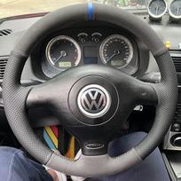 Rankomis siūtas natūralios odos automobilio vairo užvalkalas 100% Tinka Volkswagen VW Golf 4 Passat B5 1996-2003 Seat Leon 1999-2004 gray