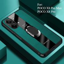 POCO X8 Pro/X8 Pro Max dėklas Superautomobilio dizainas Odos tekstūros Magnetinis žiedas PC Kritimui atsparus dangtelis XiaoMi PocoX8 Pro Max dėklui Poco X8 Pro žalia