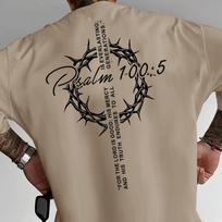 Per dydžio gotiškas kryžius T-shirt vyrams Streetwear Religinis tikėjimas Grafinis T-shirt Harajuku stilius Laisvas viršus Baltas medvilninis Hip Hop Vasara 3XL smėlis