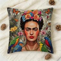 1 vnt. Frida animacinio stiliaus dvipusė spausdinta kvadratinė dekoratyvinė pagalvės užvalkalas sofai, svetainei, namų dekoravimui Peach skin 18*18(CM)-1Pcs black