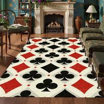 Raudona Juoda Pokerio Kortų Rašto Kilimas Drąsus Žaidimų Stilius Neslystantis Minkštas Kilimėlis Svetainei Miegamajam Namų Dekoras 40cm x 60cm black