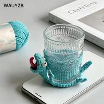 Nertas vėžliukas, linksmi maži vėžliuko padėkliukai, mieli 3D rankų darbo amigurumi gyvūnėlių puodelių padėkliukai mėlyna