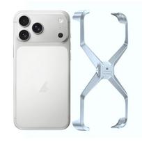 Besiūlis X formos metalinis telefono dėklas For iPhone 17 Pro sidabras