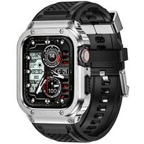 Nerūdijančio plieno dėklo dangtelis Apple Watch 38/40/41 42/44 45 46 49mm Iwatch 6/7/8/10 laikrodžiams Sportinis silikoninis dirželis Modifikavimo rinkinys 45MM sidabras