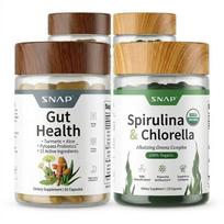 Žarnyno sveikatos rinkinys - Žarnyno sveikata + Spirulina ir Chlorella - Natūralus maisto papildų rinkinys Prebiotikai Probiotikai Mitybos 2pack