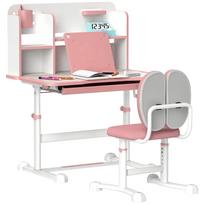 Stalas ir kėdė vaikams +3 metai, reguliuojamas aukštis, su pakreipiamu stalviršiu, 80x55x107,5 cm, rožinis 80 x 55 x 107.5 cm rožinė