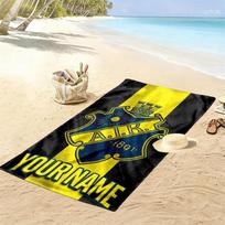 Custom Name AIK Print Beach Towel, Large Soft Quick Dry Towel for Beach Camping Swimming_xia 80cmx160cm(31x63inch) yellow