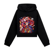 5696 Kids Girls The Amazing Digital Circus Printed Short Hooded Sweatshirt Long Sleeves Hoodies 110cm juoda