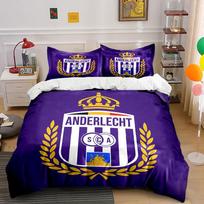 Anderlecht futbolo klubo emblema patalynės komplektas su antklodės užvalkalu Antklodės užvalkalas Pagalvių užvalkalai  (1*Antklodės užvalkalas, 2*Pagalvių užvalkalai, be antklodės įdaro) 135x200cm white