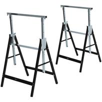 Sawhorse, Work Trestle, Height Adjustable, Foldable, Metal, Black, 68 x 56 x 80-130 cm, Load Capacity 200kg 68 x 56 x 80 cm juoda
