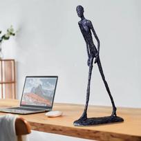 Kūrybiška bronzinė stovinčio žmogaus skulptūra 30cm Giacometti stiliaus abstrakti statulėlė – Metalinė meno figūrėlė Kolekcionuojama namų biuro dekoracija G gray