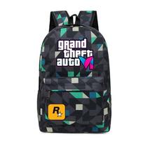 GTA tematikos anime žaidimų kuprinė, Oksfordo audinio mokyklinė kuprinė, paaugliams, unisex, dviejų diržų ant peties Floral Pattern 5
