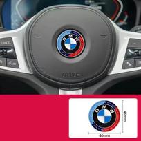 BMW Group 50-mečio proginio stiliaus logotipas Centrinis dangtelis ABS ženklelis vairui 82mm 74mm 56mm 45mm dydžiai gray