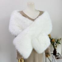Elegantiškas dirbtinio kailio šalis Moteriškas šalio apykaklė Žieminis šiltas apsiaustas Vestuvinis vienspalvis pashmina pliušinis apklotas 160*30cm balta