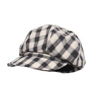 Women S Plaid Beret Hat Large Head Size College Style Japanese Vintage Autumn One Size smėlis