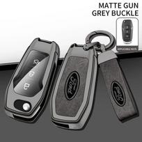 3 mygtukų odinis automobilio nuotolinio valdymo pultelio dėklas Apsauginis apvalkalas Ford Figo Mondeo 5 EcoSport Puma Fiesta MK8 Everest Ranger gray