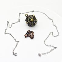 1 Set DND Hollow Metal Dice Necklace TRPG Polyhedral Dice Necklace  RPG Game Style 5 white