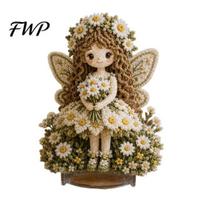 Sunflower Elf Ornament Making Flower Fairy Fabric Poke Art Kit, 3D Doll Punch Needle Punching Starter Kit Embroidery Craft for Adults, Handmade E