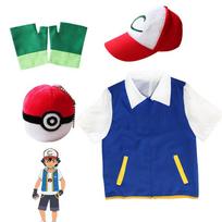 Pokemono Ešo Kečumo Cosplay Kostiumas Pilnas Rinkinys Suaugusiems Striukė Pirštinės Kepurė Helovynui Aukštos Kokybės Elastingas Minkštas Poliesterio Medžiaga XL,Jacket + Gloves + Hat red