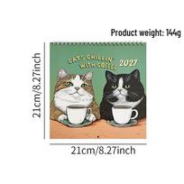 2027 m. Katės atsipalaidavimo sieninis kalendorius: Katės ilsisi su knygomis ir kava blue