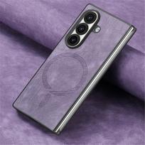 For Samsung Galaxy Z Fold 8 Ultra Luxury Case Leather Magnetic Back Cover for Galaxy Z Fold 7 Case Z Fold 7 6 5 4 3 Phone Funda Galaxy Z Fold4 violetinė