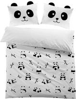Cute Panda Duvet Cover Set Black White Animal Bedding Set with Pillowcase Zip Fastening Quilt Cover Kids Boys Girls Double AU Double 180*210cm/71x83in 3pcs white