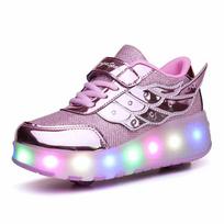 LED mirksintys riedučių batai, dvigubi ratai, spalvoti švytintys riedučiai, sportbačiai, madinga avalynė 27 gray