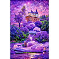 Peizažų serijos 5D DIY deimantinės tapybos rinkiniai, pilni apvalūs dervos deimantai, piešinys, DIY namų dekoravimas, dovana Full Round 30x75CM purple