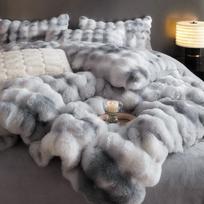 Kailio klasės zuikio kašmyro pieno pluošto keturių dalių komplektas, storas žiemos patalynėlis 1.5m bed sheet