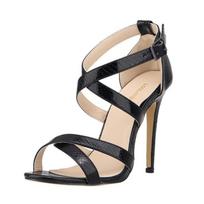 Loslandifen Moteriškas dirželis su sagtimi aukštakulniai sandalai Krokodilo seksualūs aukštakulniai sandalai Stiletto 11 cm vakarėliui vestuviniai batai moteriški pompos 41 juoda