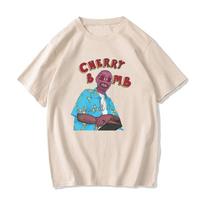 Tylerr The Creator Cherry Bomb Grafiniai Marškinėliai VYRAMS 100% Medvilnė Gražūs Marškinėliai Hip Hop Mada Marškinėliai Pavasario ir Vasaros Marškinėliai M smėlinė