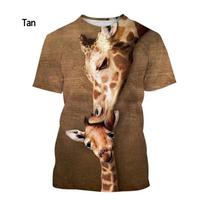 Gyvūnas Žirafa 3D spaudas Trumpomis rankovėmis Marškinėliai Vyrams Moterims Kasdienė Gatvės mada Harajuku Mada Didelio dydžio Unisex Drabužiai 5XL brown