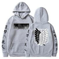 Hot Anime Attack on Titan Hoodies Levi Shingeki Be Kyojin Print Hooded Vyriški Moteriški drabužiai Didelio dydžio megztinis Harajuku megztinis S white