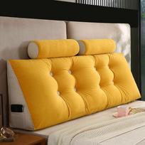 Lovos galvūgalio pagalvė Minkštas paketas Juosmens atlošas Sutirštintas Apsauga nuo smūgių Langas Sofa Pagalvė Nuimama ir Plaunama 120*50*20cm+2 pillows geltona